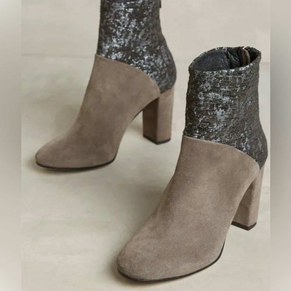 Anthropologie Booties Cubanas Ciara Glitter Suede Size 39 US 8 $228
